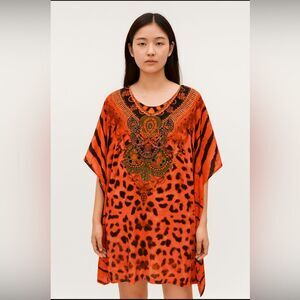 Winlar Women’s Kaftan Caftan Mumu House Short Dress Loungewear OS  Multicolor